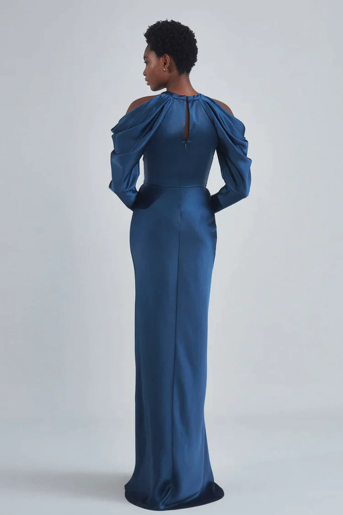 Full body back view of Amsale - P397S (French Blue 