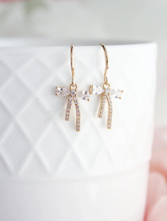 Mini Rhinestone Bow Earrings