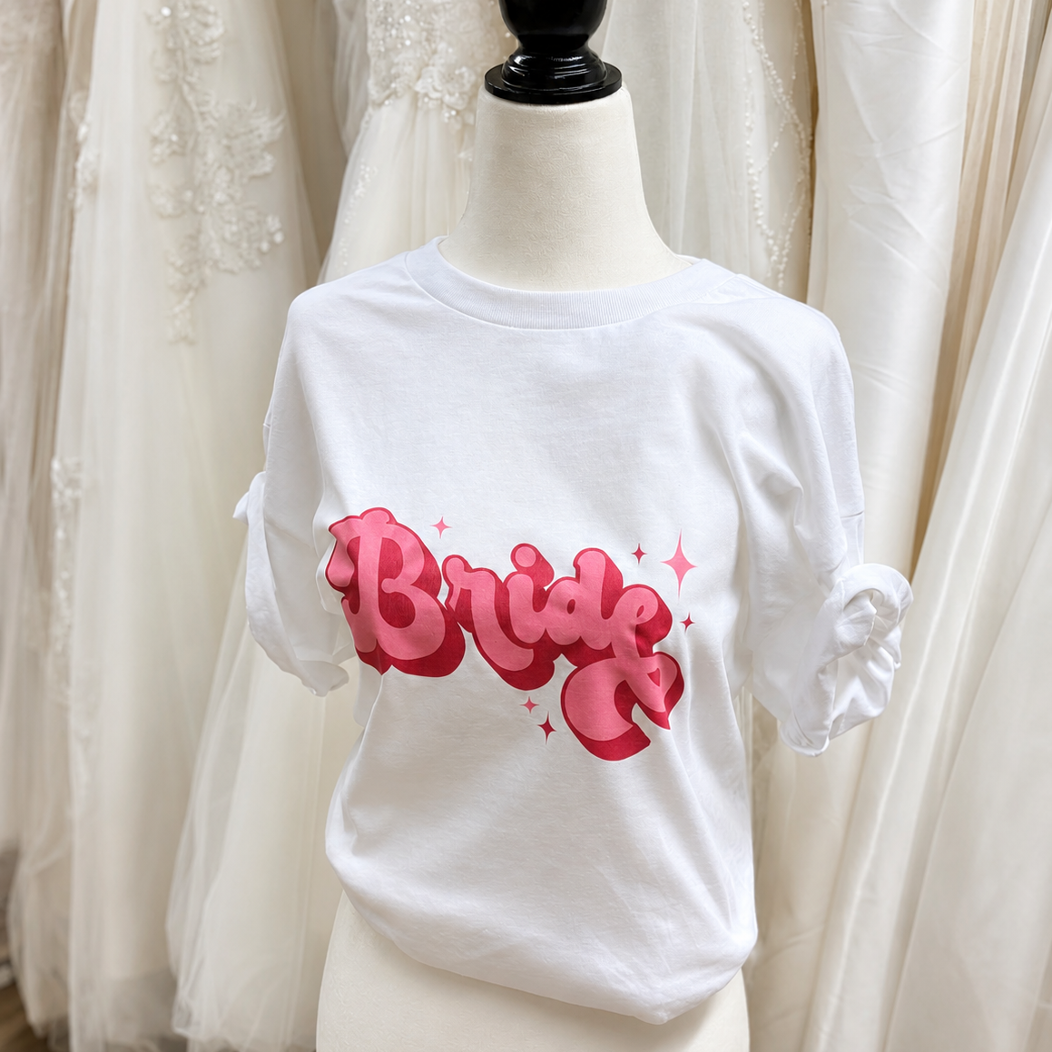 vintage style bride t shirt in fron tof wedding dresses in ottawa