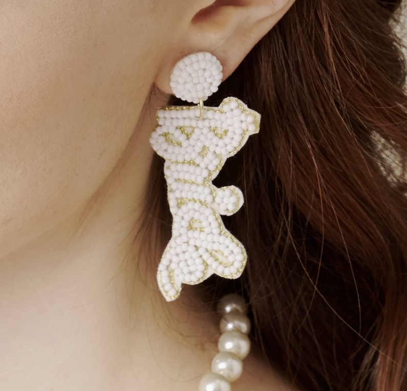 Oversized BRIDE Dangling Earrings | Ivory Bride Earrings | Pink Bride Earrings | Gold Bride Earrings