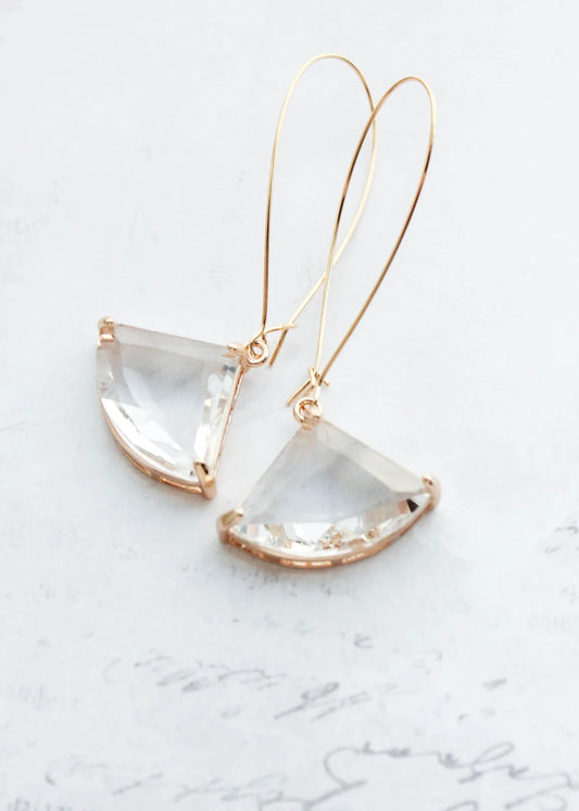 Oversized Clear Glass Art Deco Earrings