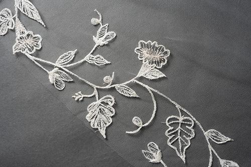 Chapel Length Floral Border Veil