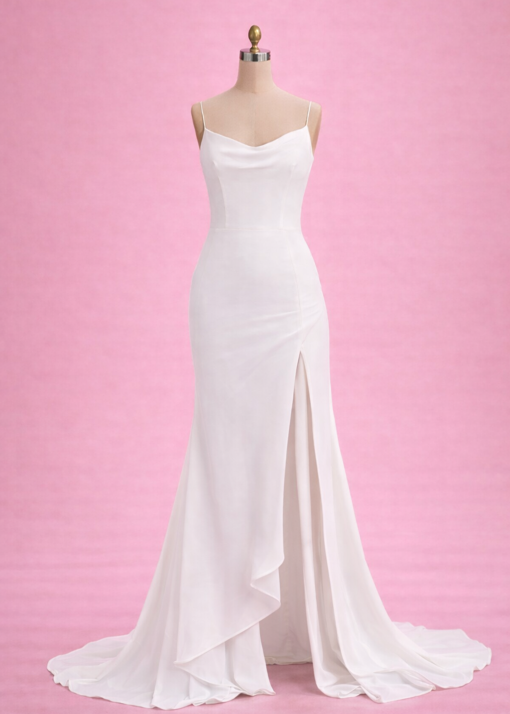 Fit and flare weddin dress with asymmetric skirt