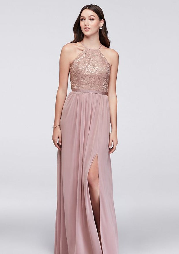 Full body front view of David's Bridal - F19608M  in rose gold