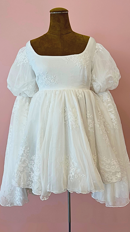 Ivory Fairy Puff Sleeve Dress | Ultra Mini (Size M & 2X)
