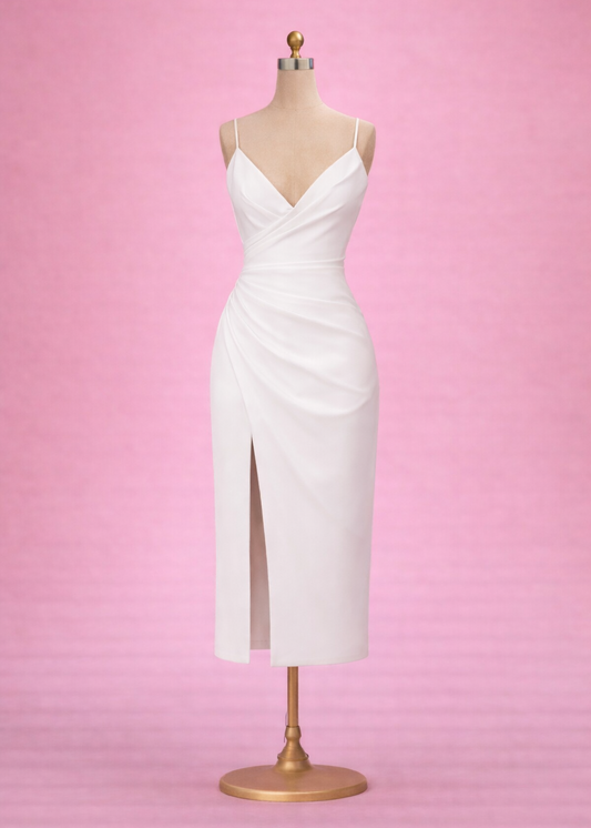 Midi simple wedding dress