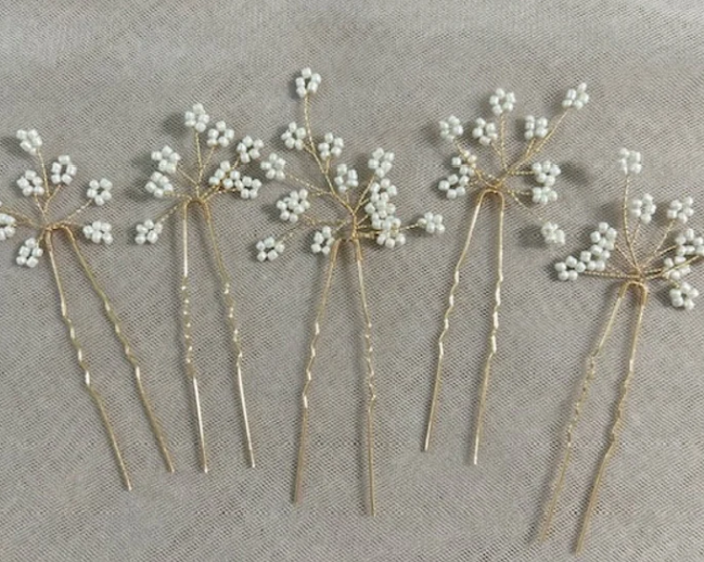 Handmade Flower Pearl Beaded Hair Pins