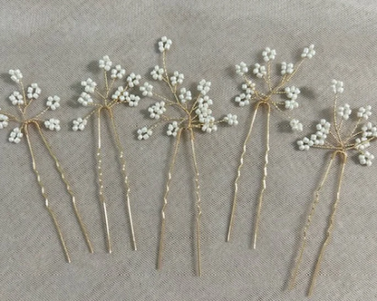 Handmade Flower Pearl Beaded Hair Pins
