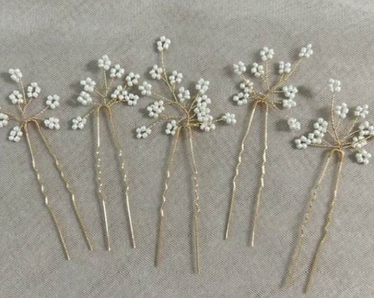 Handmade Flower Pearl Beaded Hair Pins