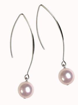 Light Pink Czech Glass Pearl Long Threadthru Earrings