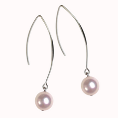 Light Pink Czech Glass Pearl Long Threadthru Earrings