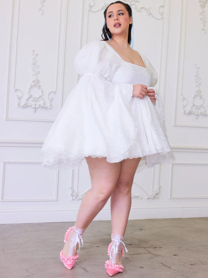 Ivory Fairy Puff Sleeve Dress | Ultra Mini (Size M & 2X)