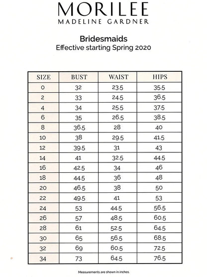 Morilee size chart