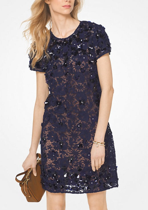Full body front view of Michael Kors Lace Shift Dress