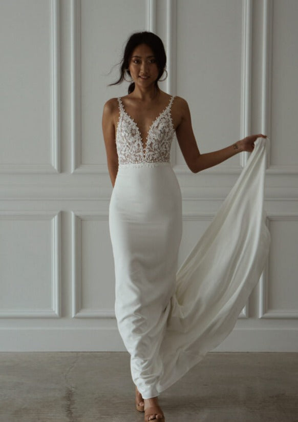 Full body front view of tommy crepe by made with love