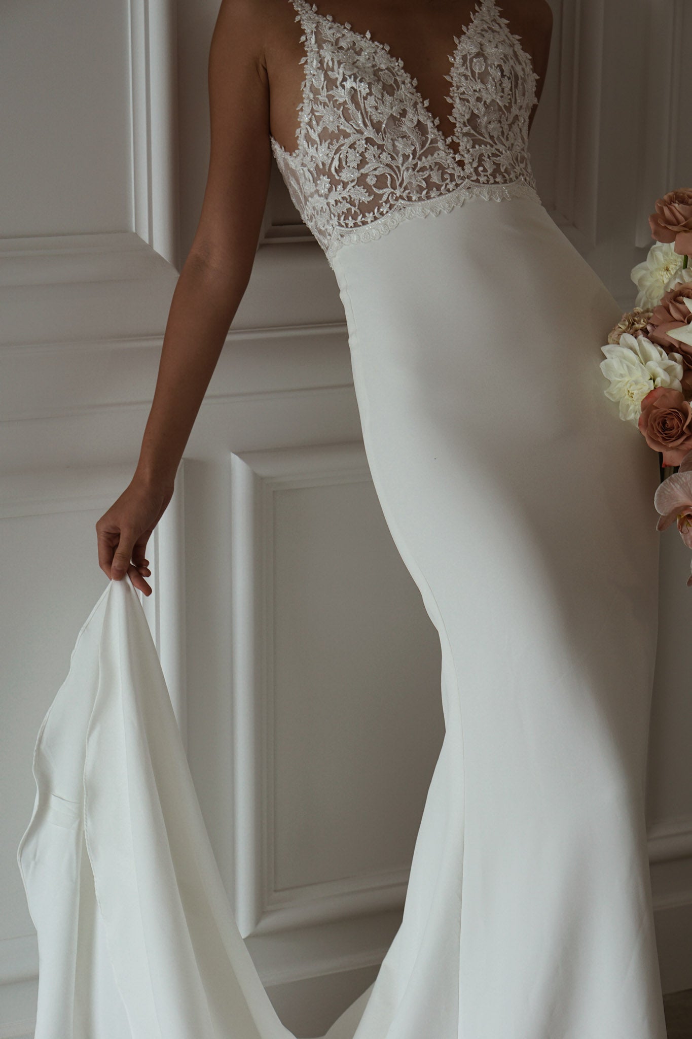 Close up front view of tommy crepe by made with love