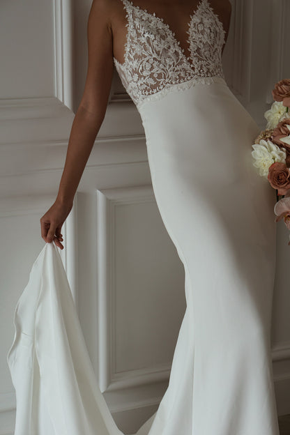 Close up front view of tommy crepe by made with love