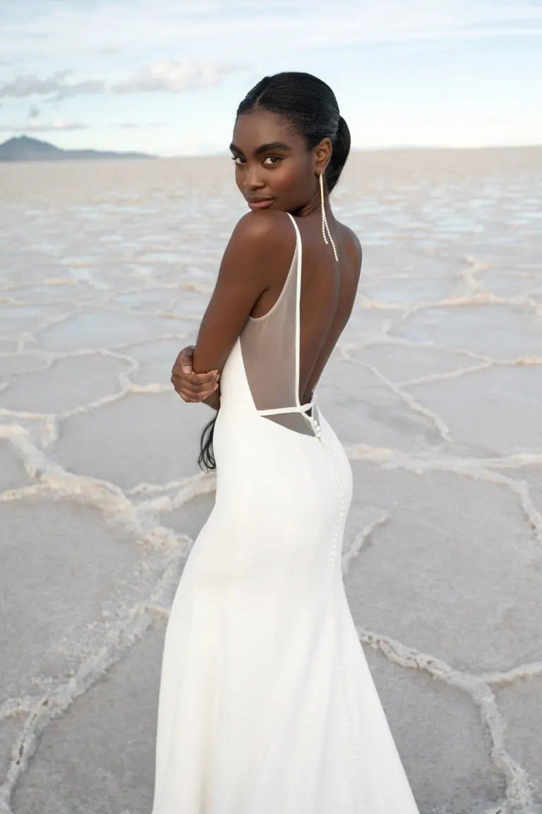 close up side view of Michaela by Jenny Yoo