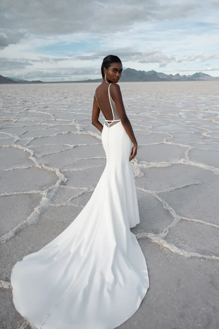Full body back view of Michaela by Jenny Yoo