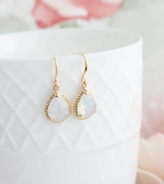 Glass Drop Earrings | Gold