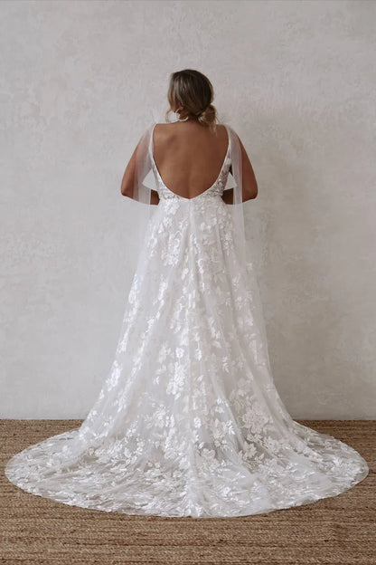 Full body back view of elsie flowy by made with love