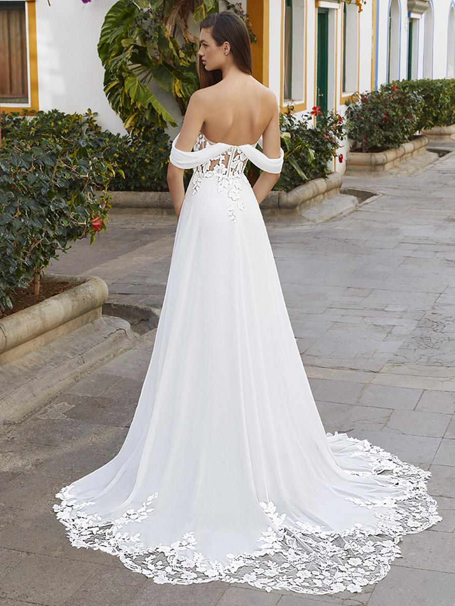 Sweet and timeless, this elegant floral a-line gown is the perfect romantic dress.