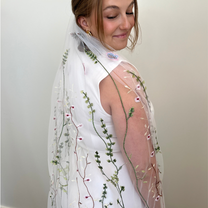 Red & Green Wildflower Veil