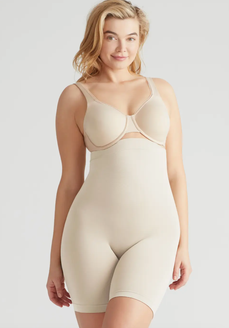 SlimShaper by Miracle Brands Women's High-Waisted Tummy Tuck Thigh Sli –  Biggybargains