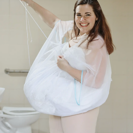 Woman pulling up the Bridal Buddy