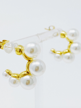 Andante Pearl Hoop Earrings | Mini Pearl Wedding Earrings