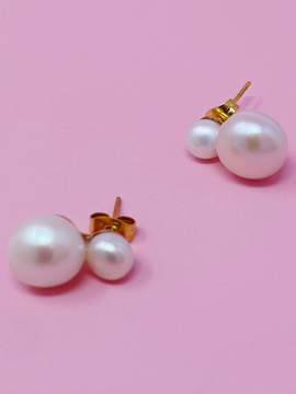 Classic Double Pearl Earrings | Mini Double Pearl Drop Earrings