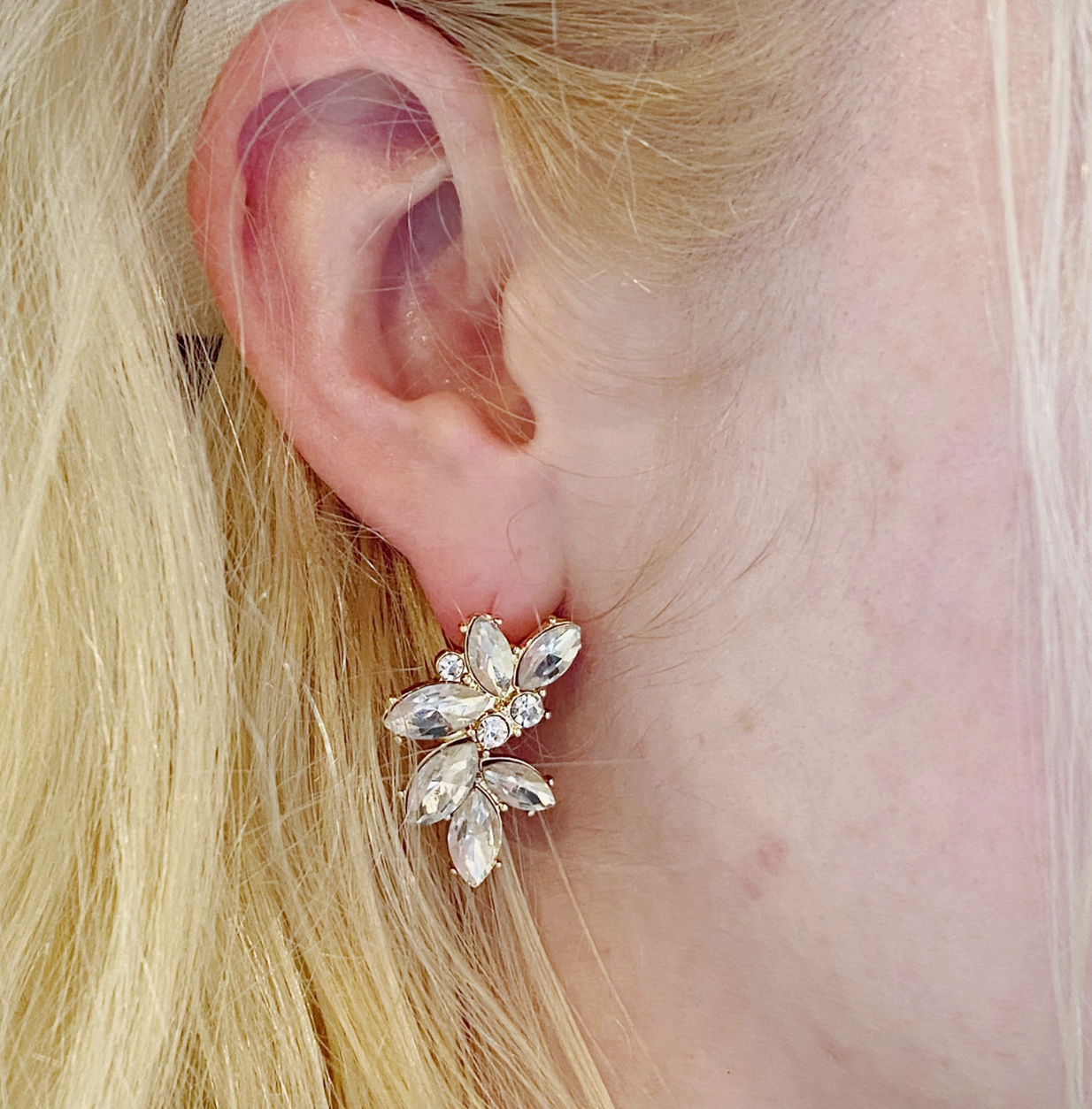 Cluster Drop Stunning Stone Stud Earrings