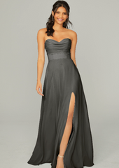 Full body back view of Morilee - 21766 in Charcoal