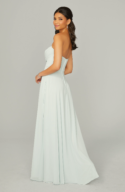 Full body back view of Morilee - 21766 in sea glass