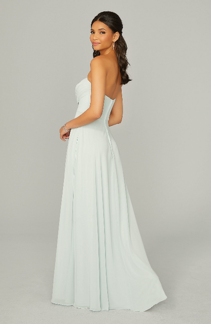 Full body back view of Morilee - 21766 in sea glass