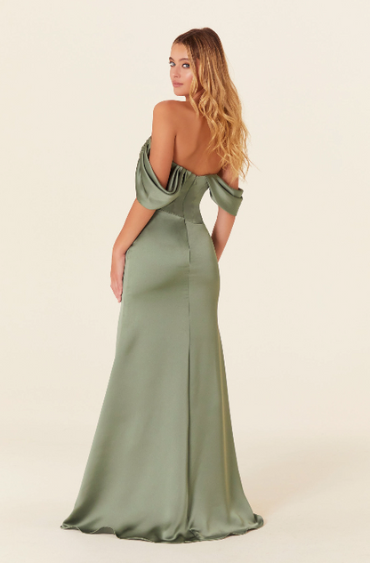 Full body back view of Morilee - 21832 in moss