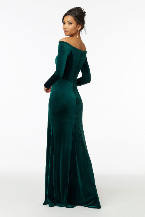 Full body back view of Morilee - 21724 (Emerald