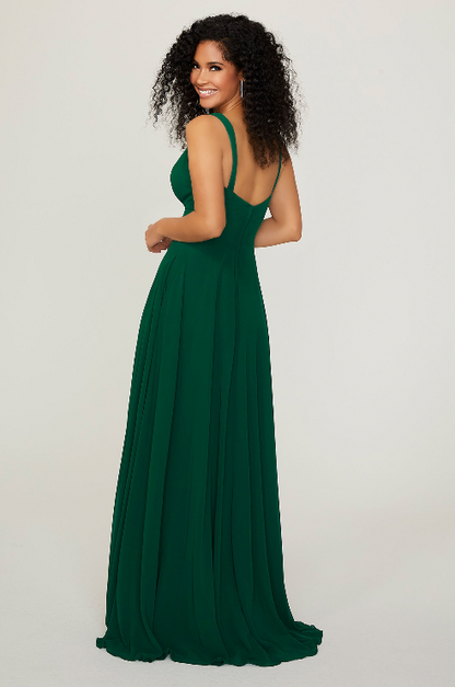 Full body back view of Morilee - 21793 (Emerald