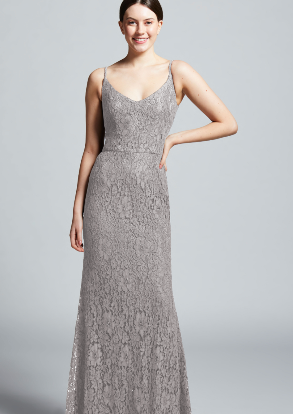 Full body front view of Hayley Paige Occasions - 52558 in Haze
