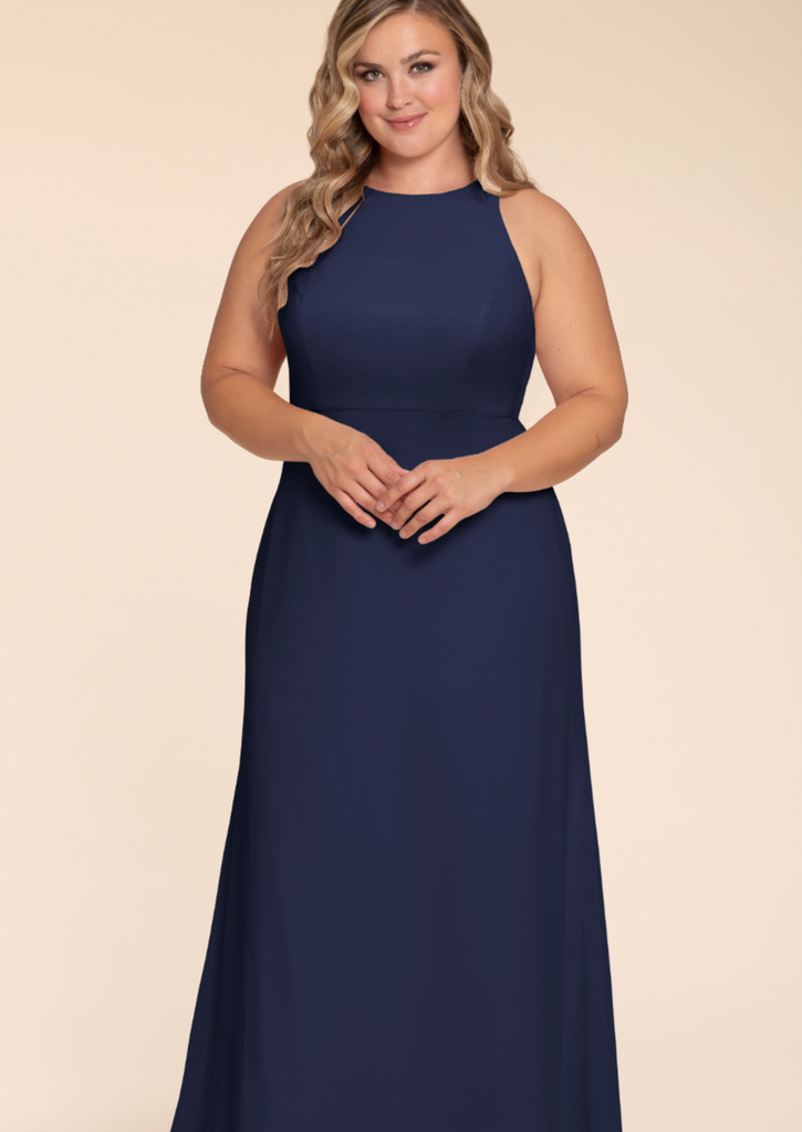 Full body front view of Hayley Paige Occasions - W714 in Indigo