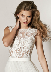 Close up front view of Xinia Bodice by Pronovias