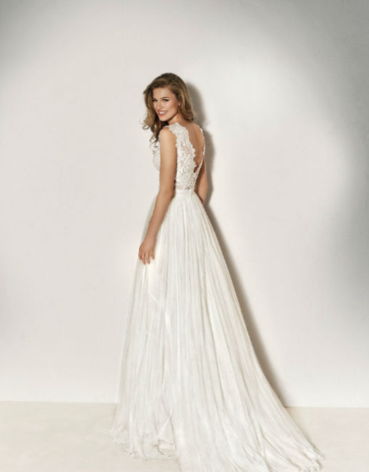 Full body back view of Xinia Bodice by Pronovias