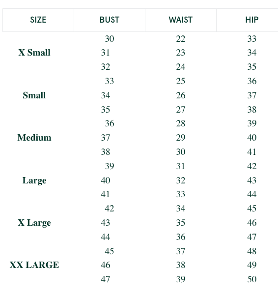 Size chart