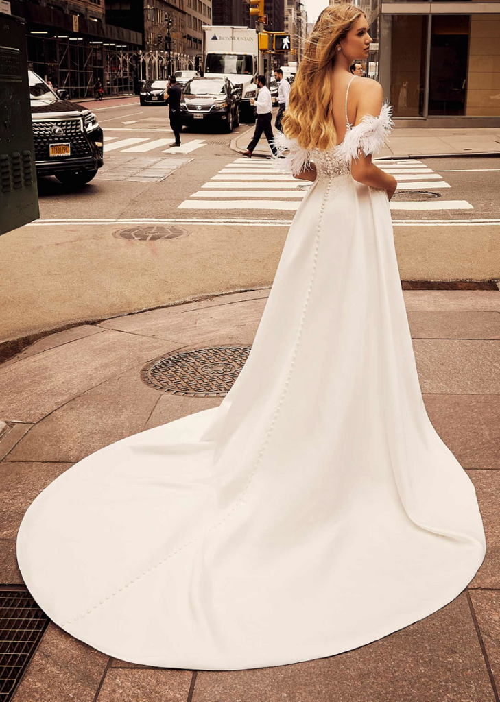 Full body back view of Jocelyn by Mori Lee