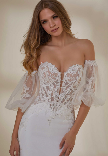 Close up front view of Monique by Morilee