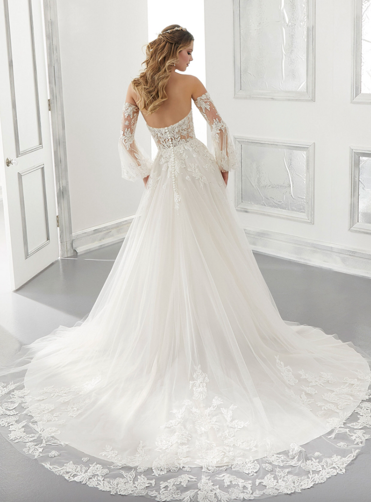 Full body back view of Antonella by Mori Lee