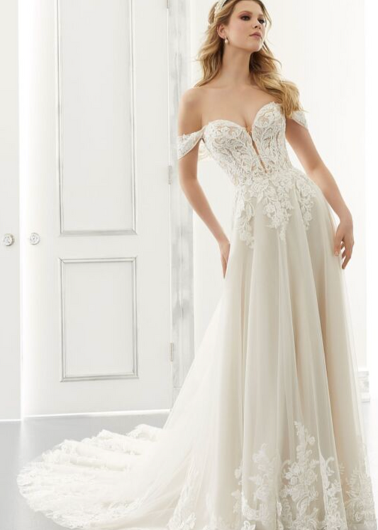 Full body front view of Adrianna by Mori Lee