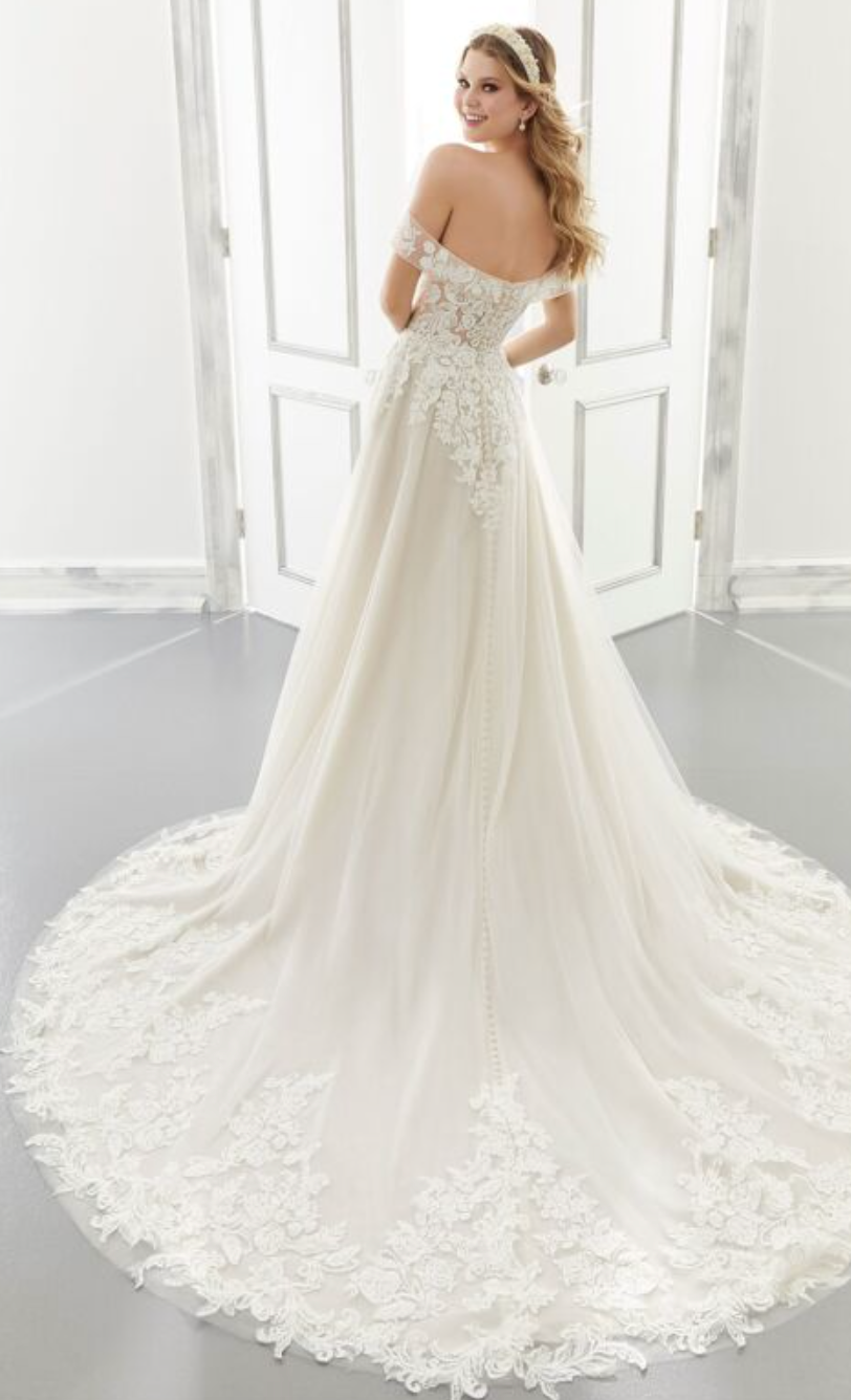 Full body back view of Adrianna by Mori Lee
