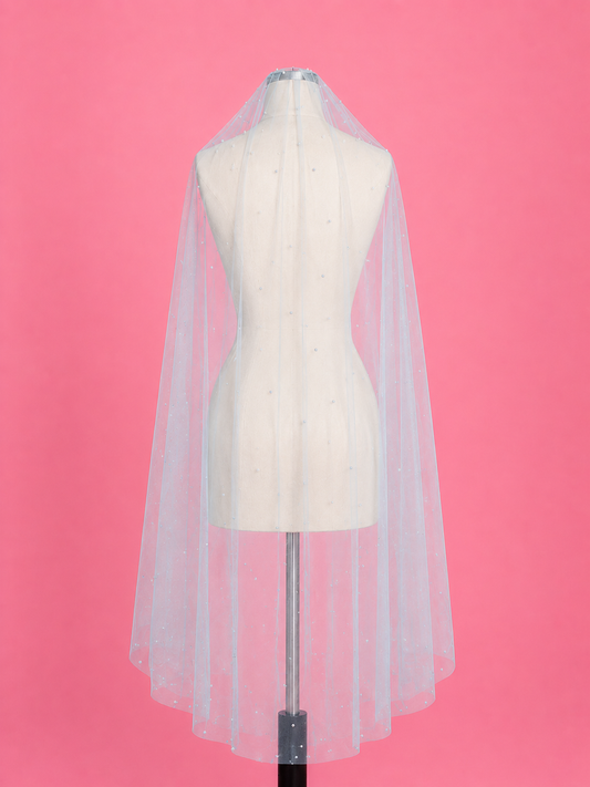 "Something Blue" Pearl Veil - Waltz Length