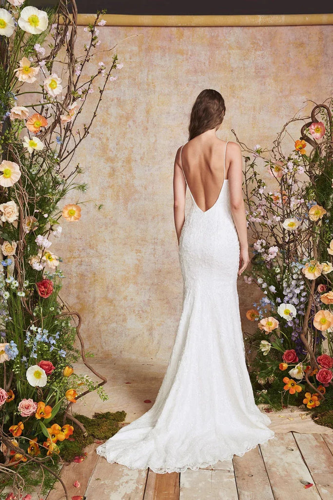Full body back view of Cerulean by Theia Bridal 